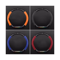 Car Suede carbon fiber Non-slip steering wheel cover For Citroen C1 C2 - Orange Type D