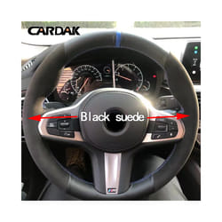 Black Leather Suede Steering Wheel Cover for BMW M Sport G30 G31 G32 - Style A