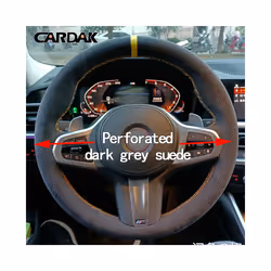 Black Leather Suede Steering Wheel Cover for BMW M Sport G30 G31 G32 - Style B