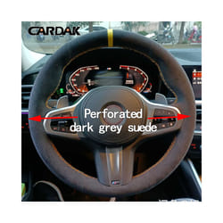 Black Leather Suede Steering Wheel Cover for BMW M Sport G30 G31 G32 - Style B