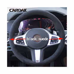 Black Leather Suede Steering Wheel Cover for BMW M Sport G30 G31 G32 - Style C