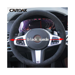 Black Leather Suede Steering Wheel Cover for BMW M Sport G30 G31 G32 - Style C