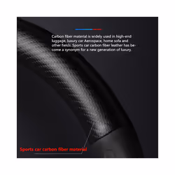Car Anti Slip PU Leather Carbon Fiber Steering Wheel Covers 37-38cm For - Red