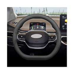 Car Steering Wheel Cover Breathable Anti Slip Leather Suitable For Geely - Black Line
