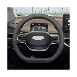 Car Steering Wheel Cover Breathable Anti Slip Leather Suitable For Geely - Red And Blue Line