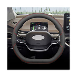 Car Steering Wheel Cover Breathable Anti Slip Leather Suitable For Geely - Red Line