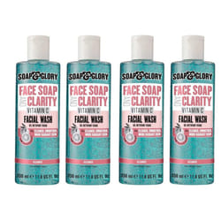 Soap and Glory Gentle Exfoliating Face Wash & Vitamin C Cleanser All Skin Types pack of 4 (4 x 350ml)