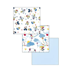 Set of 3 Baby Cotton Muslin Squares Minnie and Mickey Art.1999 (Light Blue)