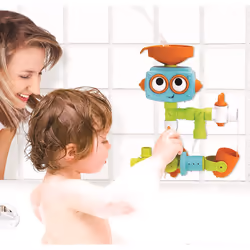 Infantino - Sensory Plug & Play Plumber Set - 16 Piece Bath Robot Toy for Sensory Exploration and Learning Cause and Effect