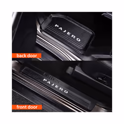 car interior decoration 4pcs Door Sill Strip Decorative Sticker For Mitsubishi - Carbon Fiber Leather