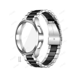 20mm 22mm For Samsung Galaxy Watch 4 5 44mm 40mm Band + Case For Galaxy Watch 4 Classic 46mm 42mm 5 Pro 45mm Stra - watch 5 pro 45mm, silver black set