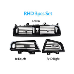 Car Interior LHD RHD Piano Black Front Air Vents AC Outlet Panel Chrome - RHD 3pcs Set