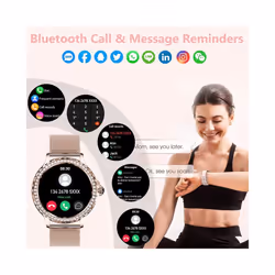 Rosegold Smart Watch For Lady Bluetooth Call 100+Sports Mode Fitness Adult Smartwatch DIY Dials For IOS Android NX19 - Rosegold