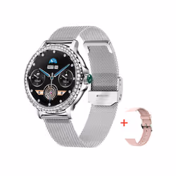 Rosegold Smart Watch For Lady Bluetooth Call 100+Sports Mode Fitness Adult Smartwatch DIY Dials For IOS Android NX19 - Silver