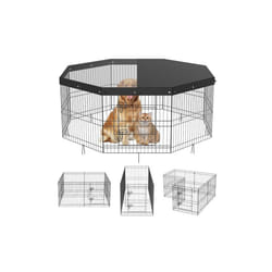 Vevor WXZZYDCWWLHSNI0GCV0 24 in. 8 Panels Foldable Metal Dog Exercise Pen with Top Cover