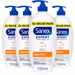 Sanex Body Wash - Expert Skin Health - Sensitive Shower Cream - Dermatologist Tested Gentle For Sensitive Skin - Multip