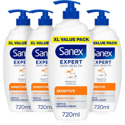 Sanex Body Wash - Expert Skin Health - Sensitive Shower Cream - Dermatologist Tested Gentle For Sensitive Skin - Multip
