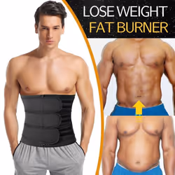 Men Body Shaper Waist Trainer Corset Slimming Belt Weight Loss Fitness Fat Burner Sweat Trimmer Sauna Girdle Modeling Straps - black, M