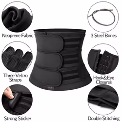 Men Body Shaper Waist Trainer Corset Slimming Belt Weight Loss Fitness Fat Burner Sweat Trimmer Sauna Girdle Modeling Straps - black, XXL