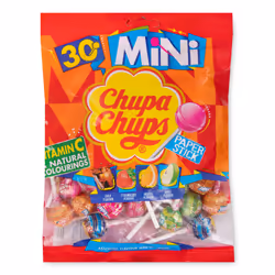 Chupa Chups Paper Stick 30 x Assorted Flavour Mini Lollipops Gift 180g
