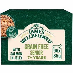 96 x 85g JamesWellbeloved Senior Wet CatFood with Salmon in JellyPouch
