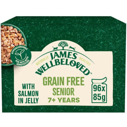 96 x 85g JamesWellbeloved Senior Wet CatFood with Salmon in JellyPouch