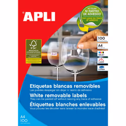 APLI 03052 self-adhesive label Square Removable White 100 pc(s)