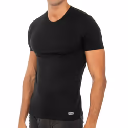 Camiseta De Manga Corta AlgodÃ³n Termal Para Hombre 041y - black, XXL