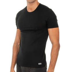 Camiseta De Manga Corta AlgodÃ³n Termal Para Hombre 041y - black, XXL