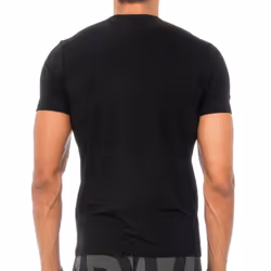 Camiseta De Manga Corta AlgodÃ³n Termal Para Hombre 041y - black, XXL