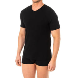 Camiseta De Manga Corta Y Cuello En Pico Para Hombre A040x - black, M