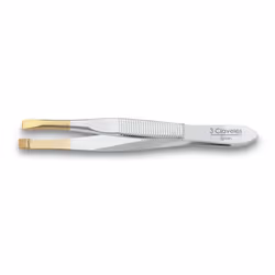 3 Claveles Straight Tweezer, Gold, Steel, Carbon steel, Any gender, Flat, Straight, 80 mm