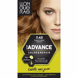 Llongueras Color Advance 7.43 Medium Golden Copper, Auburn, Medium Golden Copper, Women, All hair, Color-retaining, Nourishin ...