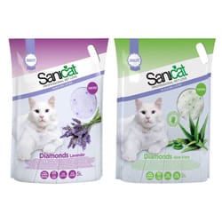 Silica Sanicat Crystal Diamonds Gel Non Clumpin Cat Litter Lavender&Aloe Vera 5L - Aloe Vera
