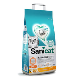 - White Clumping Cat Litter - Vanilla and Mandarin Scent | Made from natural minerals with odor control | Absorbs moisture and forms clumps for easy