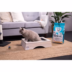 - White Clumping Cat Litter - Vanilla and Mandarin Scent | Made from natural minerals with odor control | Absorbs moisture and forms clumps for easy
