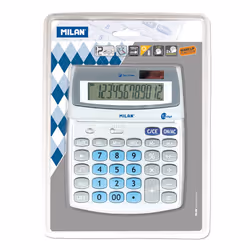 Milan 152512BL, Desktop, Basic, 12 digits, Display tilting, Battery/Solar, Metallic
