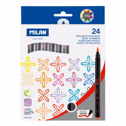 Milan 0612624, 24 colours, Multicolour, Brush tip, 0.5 mm, 4 mm, Multicolour