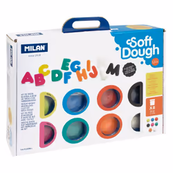 Milan Kit 8 cans 59 g Soft Dough with tools "Lots of letters", Complete kit, Multicolour, Child, 8 pc(s), Boy/Girl, 8 colours