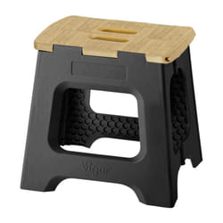 Vigar Compact Step Stool Foldable  16-inch Two-Step Stools for Adults up to 330 Pound  Lightweight Stool  Non-Slip Folding Step Stool  Black  Bamboo o