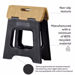 Vigar Compact Step Stool Foldable  16-inch Two-Step Stools for Adults up to 330 Pound  Lightweight Stool  Non-Slip Folding Step Stool  Black  Bamboo o