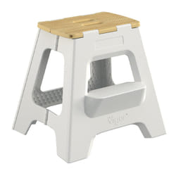 Vigar Compact Step Stool Foldable  16-inch Two-Step Stools for Adults up to 330 Pound  Lightweight Stool  Non-Slip Folding Step Stool  Grey  Bamboo on