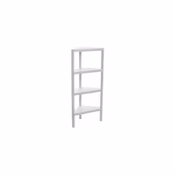 Lombok Corner Shelving Unit, 4 Heights, Polypropylene, Max 10 kg per Shelf, White,33x33x100cm