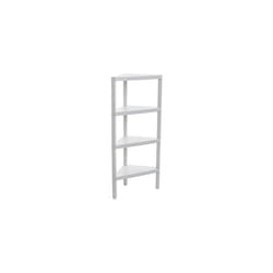 Lombok Corner Shelving Unit, 4 Heights, Polypropylene, Max 10 kg per Shelf, White,33x33x100cm