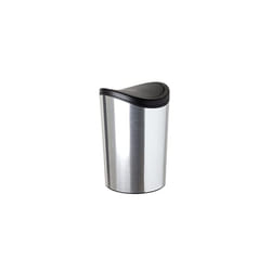 Bathroom Waste Bin with Tipping Lid, 6L Capacity made of Polypropylene, BPA Free, Metallic, Measures 19 x 19 x 28 cm