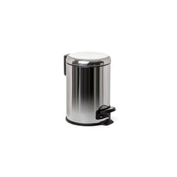 Bathroom Trash Bin with Stainless Steel Pedal, 3L Capacity, Remvable Inner Case, Cushioned Drop Closure, BPA Free, Metallic Colour. Measures 17,5 x 22