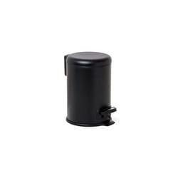 Bathroom Trash Bin with Stainless Steel Pedal, 3L Capacity, Remvable Inner Case, Cushioned Drop Closure, BPA Free, Black. Measures 17,5 x 22,5 x 25 cm