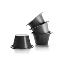 Cream Caramel Mould Set 8x5 cm 4 Pieces, rolled steel plate, Black, 8 x 8 x 5 cm