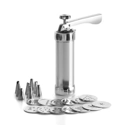 792300 Cookie Gun Set 22 Pieces of Aluminium, Silver, 32 x 22 x 8 cm