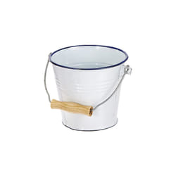 Utility bucket Blanca 14 cm in white/blue, Wood, 14 x 14 x 20 cm